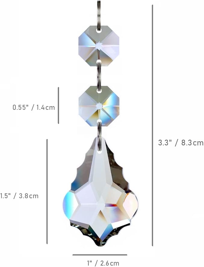 20pcs Crystal Maple Leaf Chandelier Prisms, Hanging Glass Crystals Beads for Christmas, Party, Decoration 38mm (Clear)