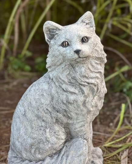 Cat Garden Statue Kitten Memorial Sitting cat Concrete Figure Outdoor Statue Pet Memorial Stone Cat Loss Gift Realistic Garden Decor