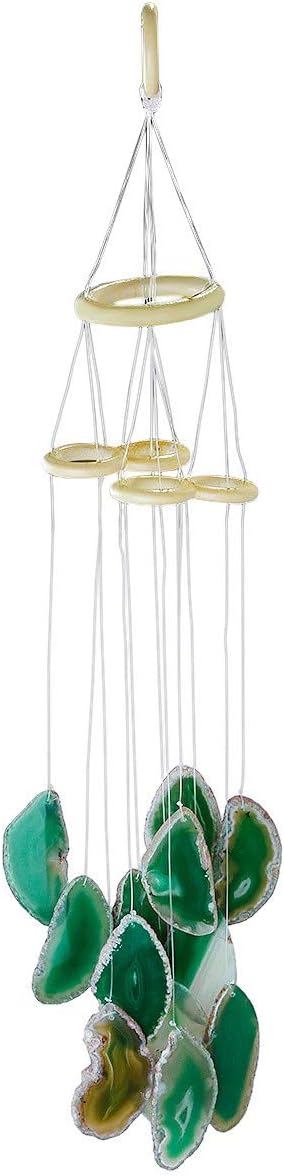 rockcloud Agate Slices Geode Wind Chime Home Garden Decoration Figurine, 20-24 inches, Green
