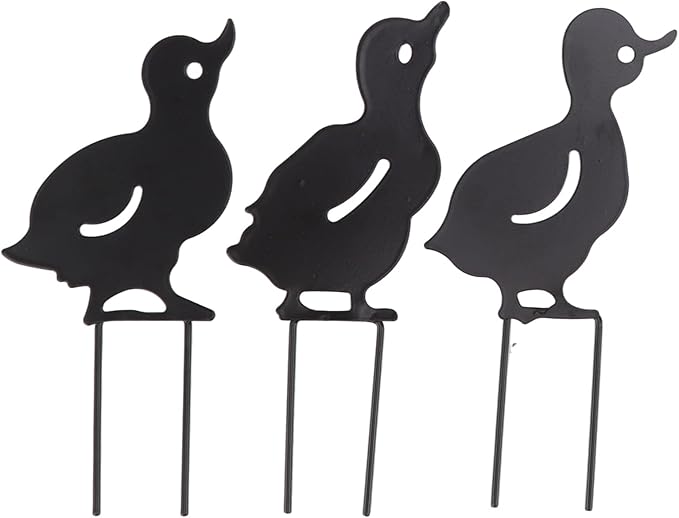 Haofy Duck Silhouettes Yard Art 4Pcs Metal Iron Stakes for Scare Birds Rabbits Squirrels, Farmhouse Pathway Lawn Decor, Bonsai Display Outdoor Garden