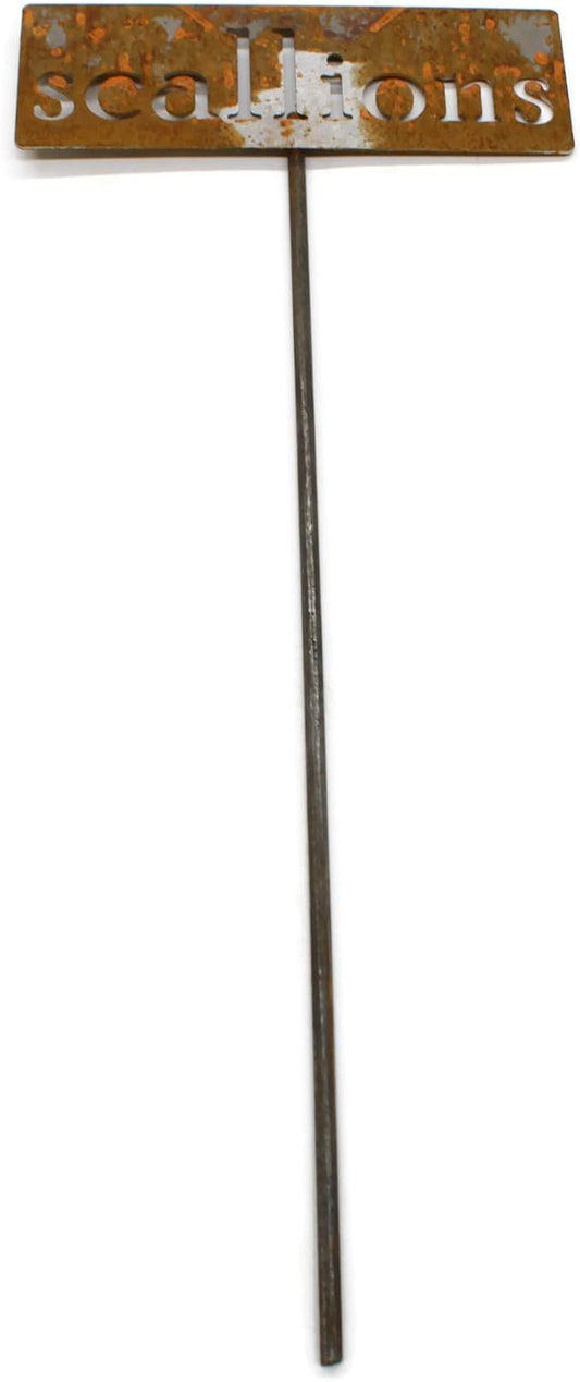 Classic Metal Garden Markers 19 Inches Tall (scallions, Naturally Rusted)