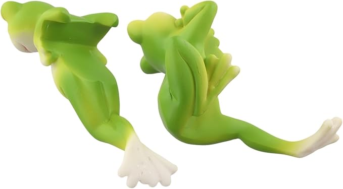 Cute Frog Statues Decorative Figurines, Lightweight Resin Garden Ornaments For Lawn Patio Porch, Weather Resistant Outdoor Decor Set Of 2