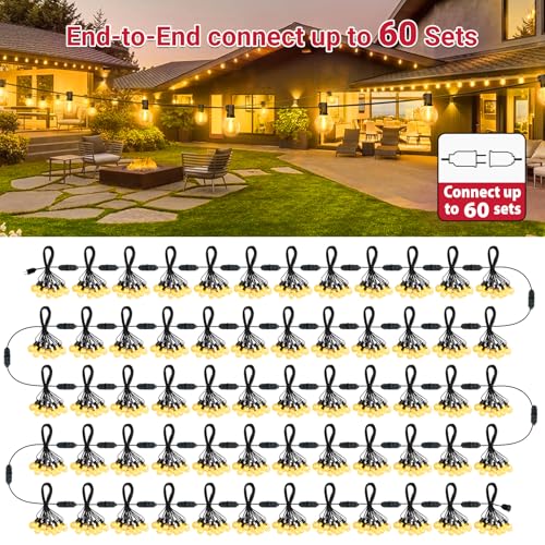 LED Outdoor String Lights - 26ft, 12 Edison Bulbs, Dimmable, Waterproof