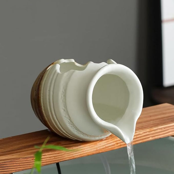 Outdoor Garden Fountain Spitter Pond Water Feature Pump DIY Ceramic Pot Decoration (5.3 inch Color 2)