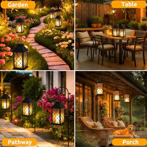 2 Pack Large Tempered Glass Solar Lanterns - Waterproof