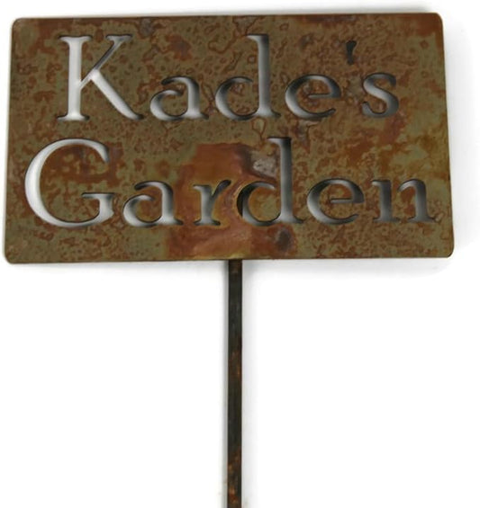 Classic Metal Garden Markers Clearance Items 20 to 33 Inches Tall (Kade's Garden 21", Naturally Rusted)