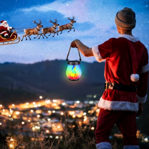 iBaycon Solar Lantern - Ultra-Real Flame, Multicolor