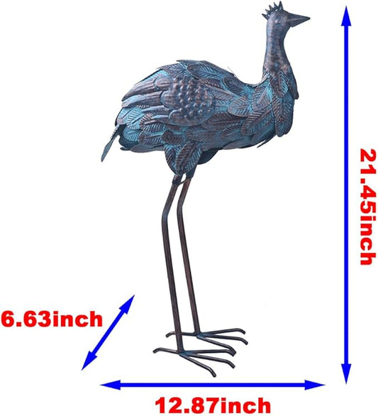 Retro Style Metal Ostrich Statue Outdoor Indoor Garden Yard Art for Patio Lawn Backyard Decoration