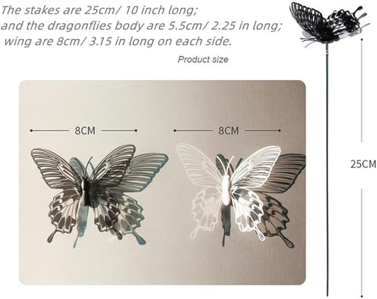 3D Butterfly Garden Stake Decor,10" PVC Butterfly Garden Decor for Outside,Shaking Head Artificial Butterflies for Cake Bouquet Wall Lawn Pathway Plant Pot Flower Bed Yard Decor (50, Black&White Mix)