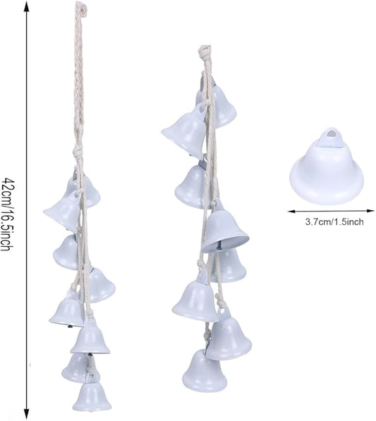 2 Pieces Witch Bells for Door Knob for Protection Handmade Decorative Door Hanging Bell Witch Wind Chimes for Boho Home Room Decor (White)