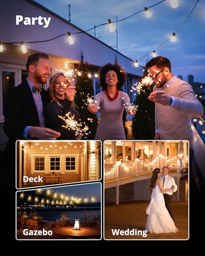 VIPAR 100FT LED String Lights - 52 ST38 Bulbs Waterproof