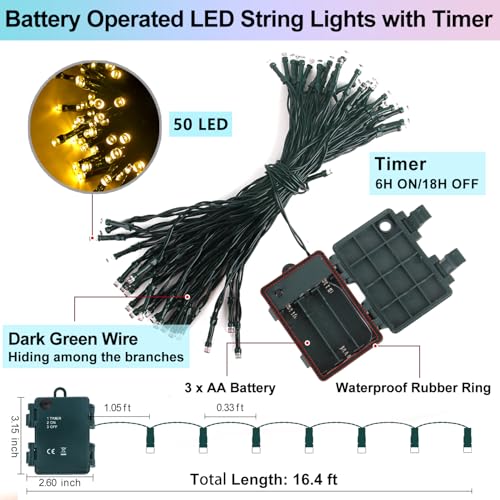 100LED Christmas String Lights - Battery Operated with Timer