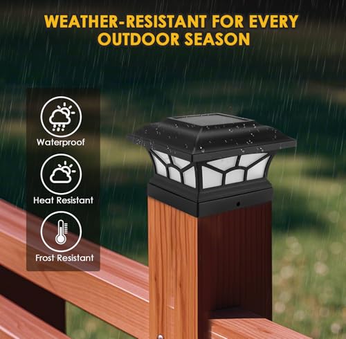 Solar Post Cap Lights 8 Pack - Flickering Flame Warm White