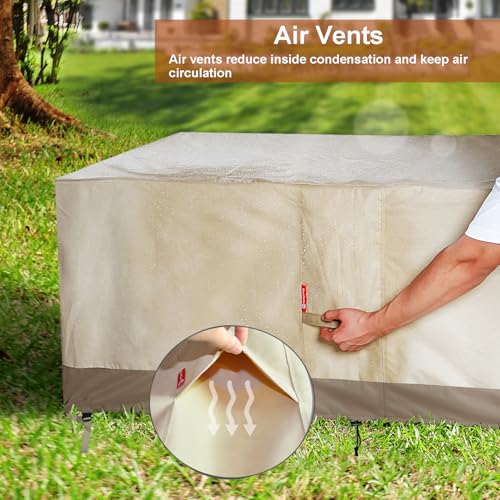 SheeChung Fire Pit Cover Rectangular 58"L x 28"W x 24"H,Waterproof 600D