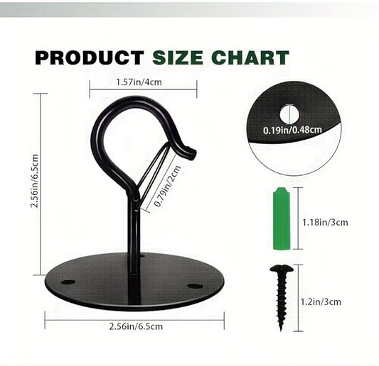 Ceiling Hooks for Hanging Plants Holder with Safety Buckle,Ceiling Decor Hook Heavy Duty,Metal Plant Hanger Indoor&Outdoor.Hooks for Hanging Plants,Wind Chime,Bird Feeders (Black, 2PCS)