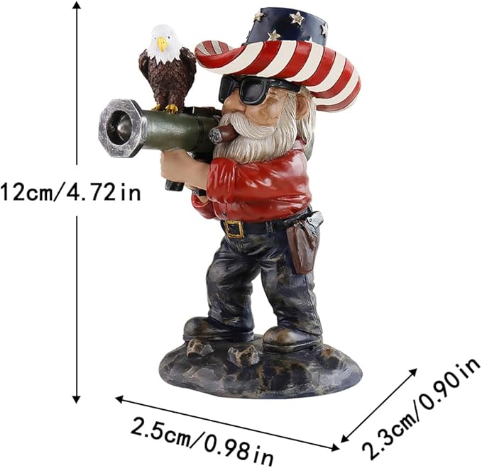 Funny Military Garden Gnome Statue - 7.42 Inch Army Decor for Yard Outdoor Lawn, Weather-Resistant Resin Gnomes Decorations