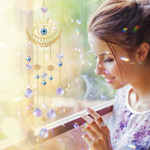 Crystal Evil Eye Suncatcher - Window Hanging