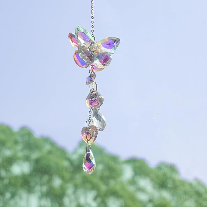 Butterfly Crystal Sun Catcher Window Hanging Decoration Garden Rainbow Maker for Home Car Decoration