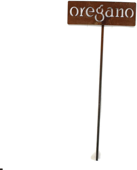 Classic Metal Garden Markers 19 Inches Tall (oregano, Naturally Rusted)