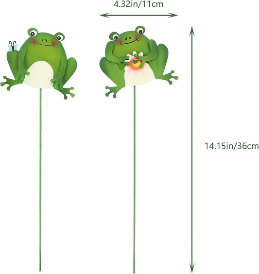 GANAZONO 2pcs Out Door Decor Dragonfly Decor Frogs Lawn Stakes Garden Frogs Decoration Garden Stakes with Sticks Patio Yard Outdoor Iron Metal