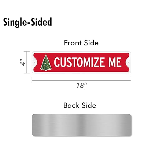 SmartSign Custom Christmas Decoration Sign - 4" x 18" Holiday Decor Design with Custom Clipart, Personalized Metal Street Sign, 40 mil Laminated Aluminum, Choose Color/Background, USA-Made