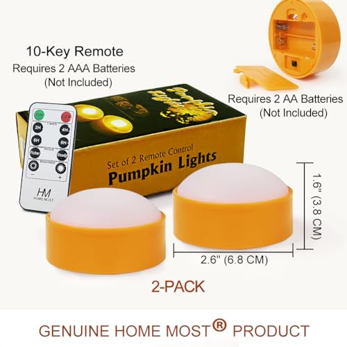 Halloween Pumpkin Lights 2-Pack - LED Battery Operated with Remote/Timer