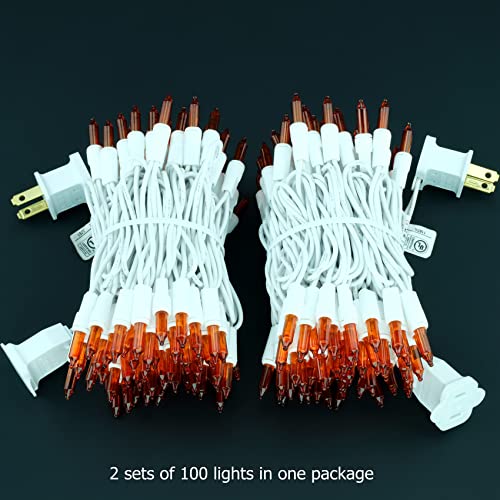 YULETIME 200 Orange Christmas String Lights - 2-Set, 21ft, White Wire