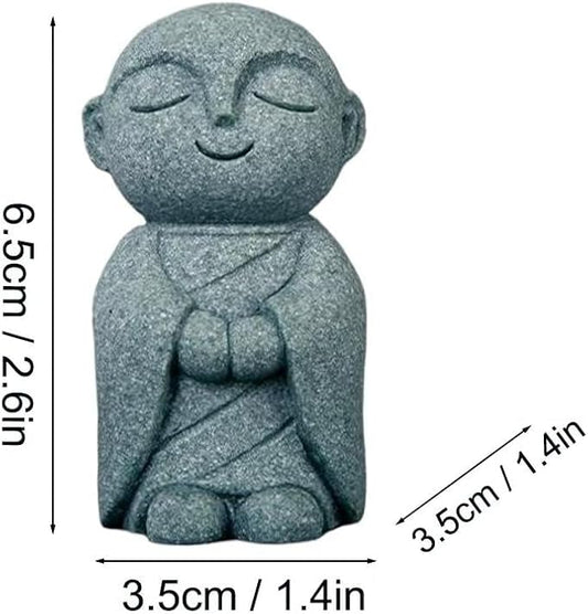 Mini Monk Buddha Statue Sandstone Statues Zen Monk Praying Statue Sculptures for Wealth Good Luck Feng Shui Decor Home Fish Tank Aquarium Garden (Style 10)