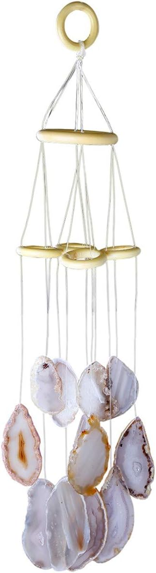 rockcloud Agate Slices Geode Wind Chime Home Garden Decoration Figurine, 20-24 inches, Natural