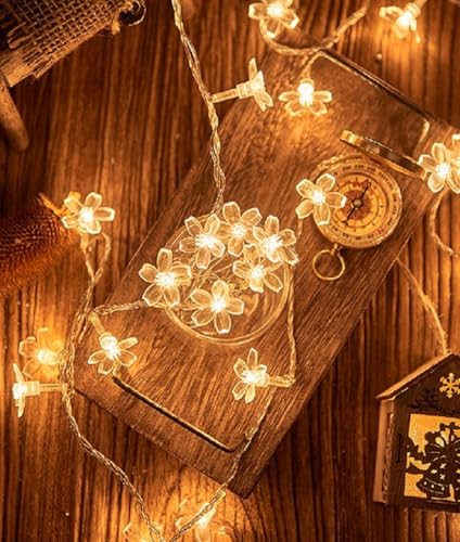 Flower String Lights - 10ft 20 LED USB Cherry Blossom Warm White