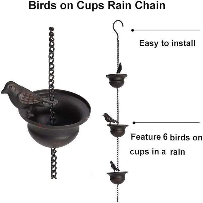 Decorative Metal Bird Rain Chain for Balconies and Porches Transform Your For Outdoor Area into a Relaxing Retreat