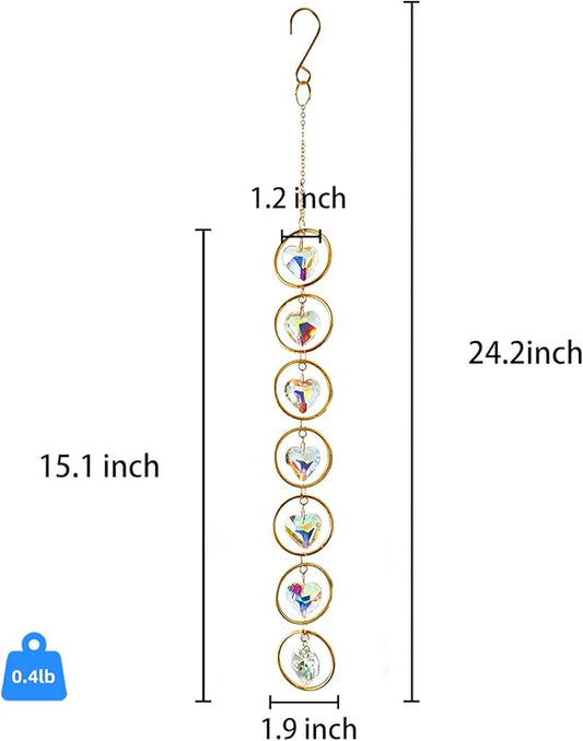 7-Chakra Crystal Suncatcher, 30mm Love-Shaped Crystal Balls Wind Chimes, Hanging Rainbow Makers, Chakra Window Ornament, Garden Decoration (AB Colors)
