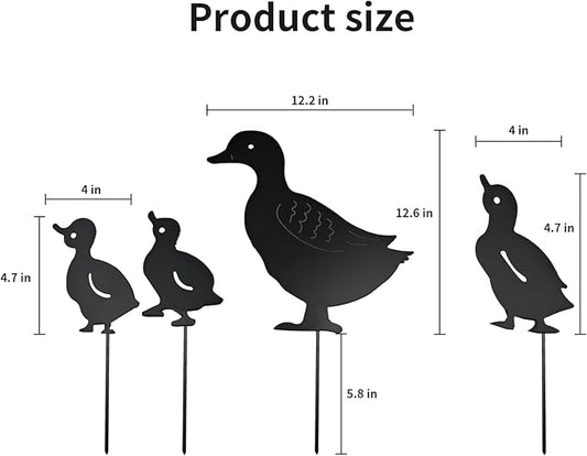 Premium Metal Duck Yard Art, Rustproof Black Silhouette Animal Stake for Garden, Lawn & Patio, Weather Resistant Farmhouse Outdoor Decor