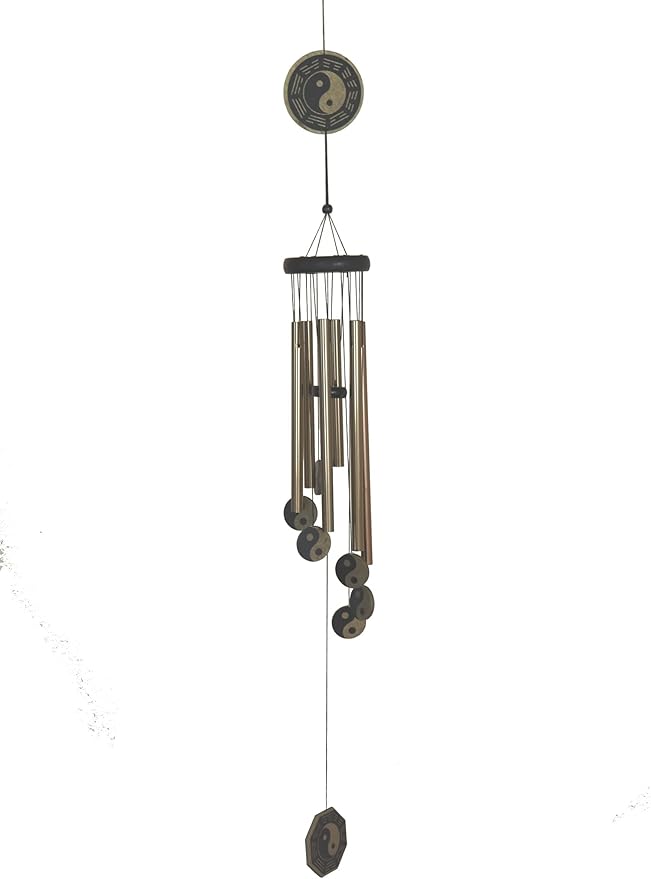 Feng Shui 6-Rod Brown Color Yinyang Windchime Metal Wind Chime