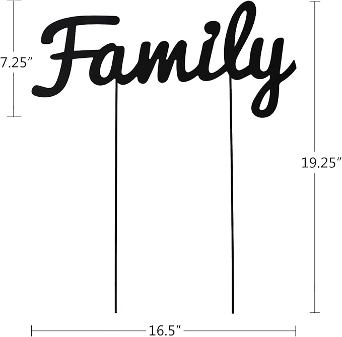 Metal Letters Garden Stakes Yard Art Word Sign Lawn Decoration Indoor Outdoor Plant Pot Decor Decorative Stick for Patio Pathway Flower Bed (family)