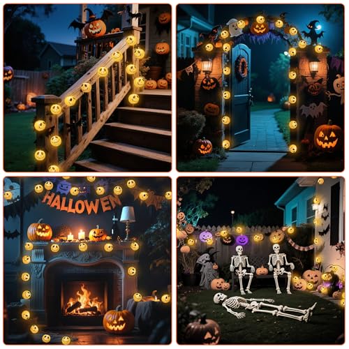 Halloween Jack Skellington Ghost Lights 10 Pack - Waterproof String Lights