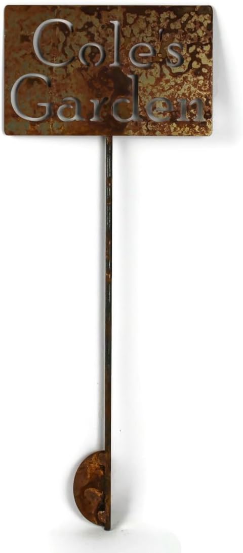 Classic Metal Garden Markers Clearance Items 20 to 33 Inches Tall (Cole's Garden 21", Naturally Rusted)