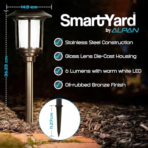 Solar Pathway Lights - 6 Pack, Warm White Bronze