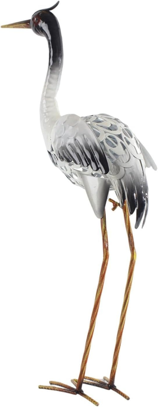 Red Crowned Crane Statue Elegant Garden Decor Realistic Standing Crane Figurine for Outdoor Fairy Flowerbed