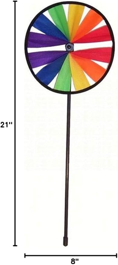 In the Breeze 8-Inch Single Rainbow Wheel Spinner, Outdoor Ground Décor, 2832