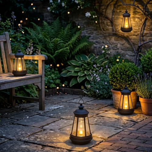 Solar Lantern Lights - Warm White, Waterproof, 4-Pack