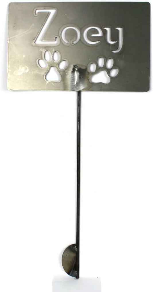 Classic Metal Garden Markers Clearance Items 20 to 33 Inches Tall (Raw Unfinished Steel, Zoey + 2 paws 23")
