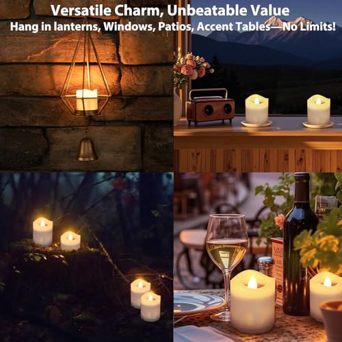 Solar Tea Lights - 4pc Waterproof Warm White Rechargeable