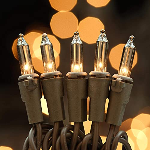 200 Clear Christmas Lights - 33ft Brown Wire String (2 Set)