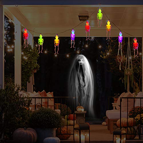 Skeleton Halloween String Lights - 10Ft 20LED Battery-Powered 2 Modes