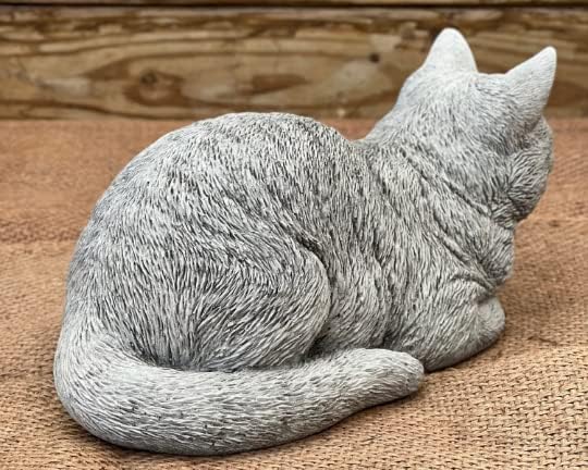 Cute Laying Kitty Resting Cat Statue Sleeping Cat Figurine Pet Memorial Stone Cat Concrete Garden