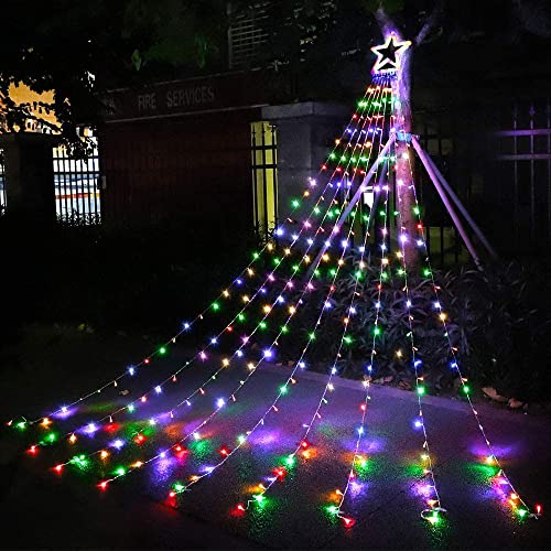 Christmas Star String Lights - 320 LED, 13" Topper, 8 Modes, Waterproof