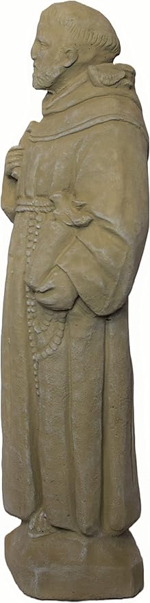 St Francis with Bird On Shoulder Statue 25in Tall Desert Sand Color