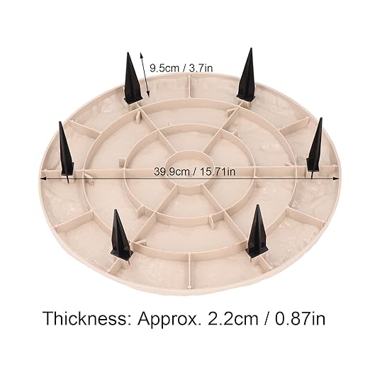 Outdoor Stepping Stones Garden Pathway Stones Landscape Stones 15.71in Round Polypropylene Resin with 6 Ground Stakes for Lawn Decor Walkway (Beige)