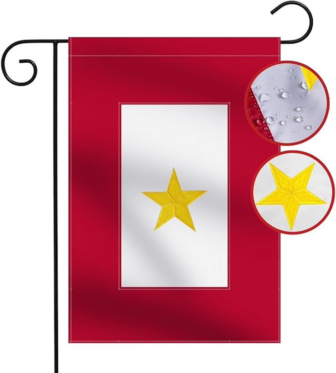 Premium Military Service Garden Flag Embroidered One Golden Star 12.5×18 Inches- Oxford Nylon 210D | USA Family Member On Service Army Navy Marine Corps Decoration Gift Yard House Banner